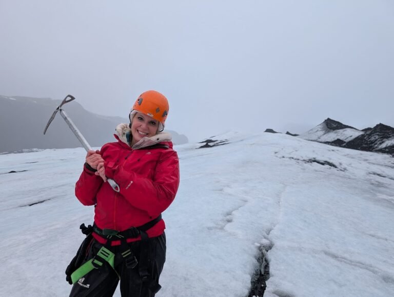 Amy on glacier hike, Iceland