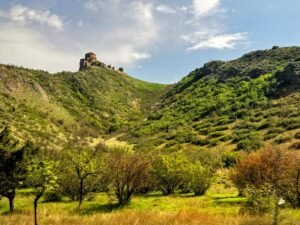 Jvari monastery on hilltop