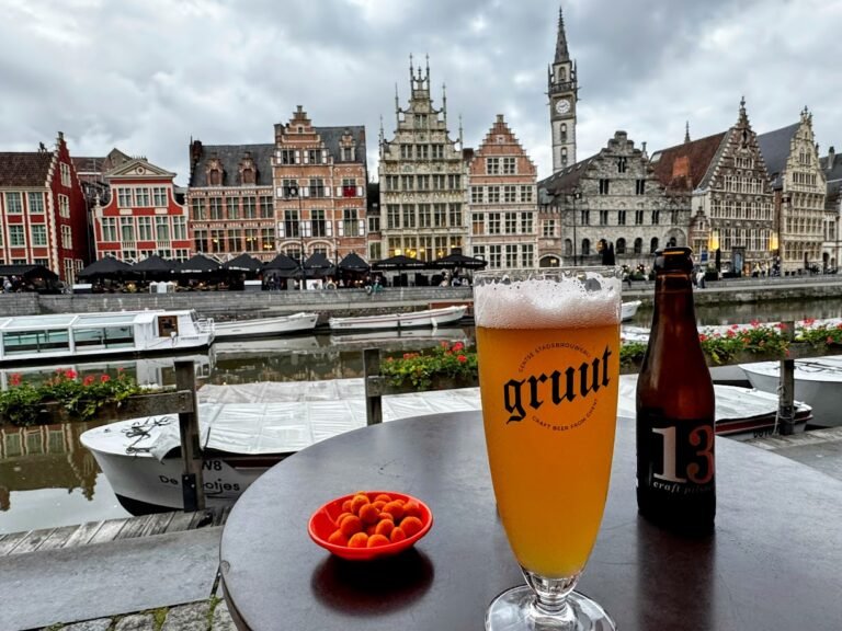 Beer by River Lys, Ghent, Belgium