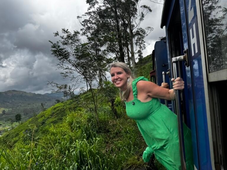 Leaning out of Ella train, Sri Lanka