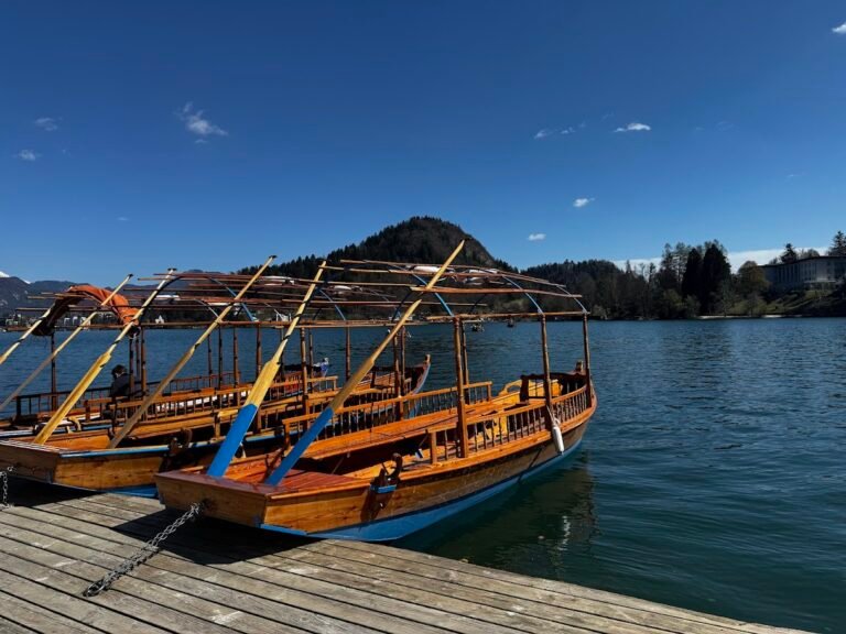 Pletna boats on Lake Bled, Slovenia