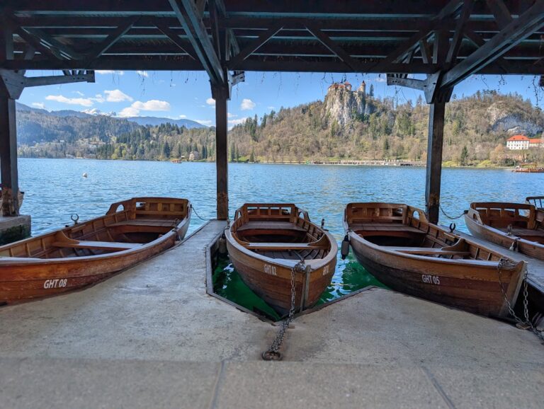 Rowing boats on Bled Lake, Slovenia